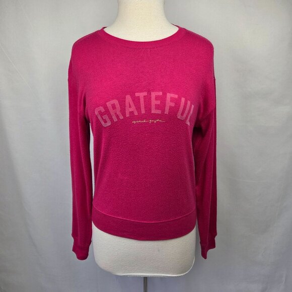 Spiritual Gangster Grateful Fuchsia Pink Long Sleeve Sweater Size Medium - Picture 3 of 13